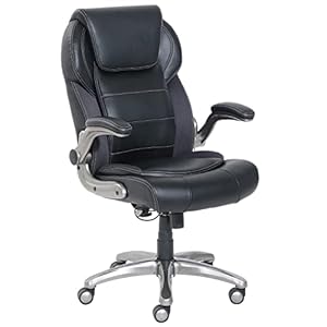 Amazon Basics Ergonomic High-Back Office Chair with Flip-Up Arms and Lumbar Support, 29.5″D x 27.5″W x 44.75″H, Black