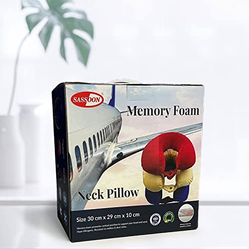 Image of Sassoon Memory Foam Travel Neck Pillow (Chestnut, Pack of 1) - Ergonomic Support, Soft Breathable Washable Cover, Lightweight with Carry Loop for Travel & Home