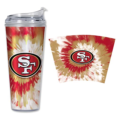 Image of Rico Industries NFL Football Glitter 24oz Acrylic Glitter Tumbler with Hinged Lid, Officially Licensed Double Wall Tumbler with Straw