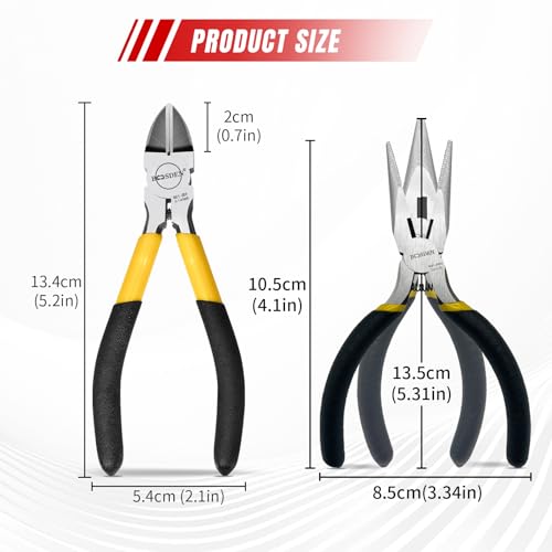 Image of Mini Jewelry Pliers Set - 5 Inch Needle Nose & Flush Wire Cutters - Spring Loaded Precision Pliers for Jewelry Making, DIY Crafts, Model Building, Electronics