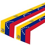2Ct Venezuela Flag Party Table Runner - Venezuelan Flags Themed Birthday Party Supplies Decoration Venezolario National Day Country Tablecloth Decor Independence Day Celebrations Patriotic Table Cloth