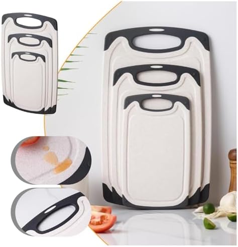Cutting Board Easy Grip Handle Non-Slip With Grinding Area Dishwasher Safe Plastic Thick Chopping Board With Drip juices Grooves For Kitchen Dishwasher Safe (Small)