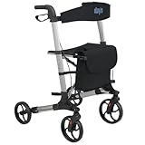 Days Deluxe Lightweight Folding Four Wheel Rollator, Rollator, Easy Storage and Travel, Carry Bag, Mobility Aids, Adjustable Seat Height 610mm / 24'