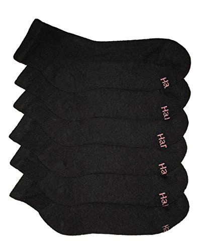 Hanes Women's ComfortBlend Ankle Socks (6-Pack), Black, 5-9