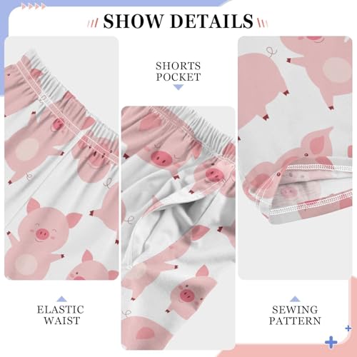 Cartoon Pig Boys Long Pants Soft Trousers Elastic Waist Kids Lounge Bottoms with Pockets S-XL4