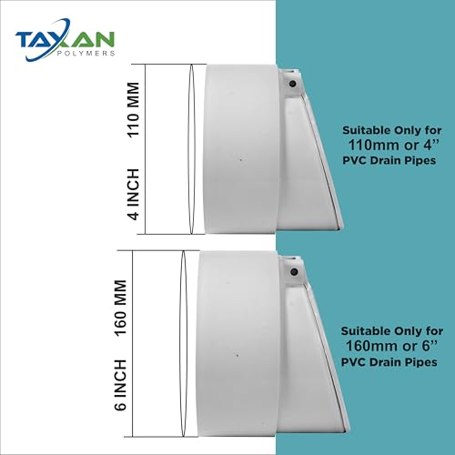 Image of Taxan PVC Drain Backflow Valve Combo 4 & 6 inch Heavy-Duty Anti-Rat, Anti-Snake & Pest Stopper | Premium Non-Return Water Valve with Strainer Caps for Indoor & Outdoor Sewer Protection