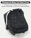 Waterproof Baby Car Seat Cover, Warm Carseat Cover for Cold Weather, Infant Car Seat Canopy with 2 Breathable Vents, 3D Mink Dot Baby Carrier Cover for Boys & Girls
