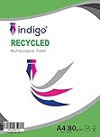 Indigo® A4 Paper – 100% Recycled, 80GSM Copier & Printer Paper (100 Sheets) – Eco-Friendly Office & Home Use