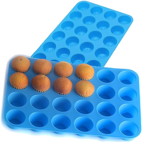 Bosmsaslad 2 Pezzi Teglia Muffin, Mini 33×22.5×2.5cm Stampo Muffin Stampi SiliconeTeglia per Forno, Pirottini Silicone Rivestimento Antiaderente per, Cupcake, Brownie, Budino, Pasticceria