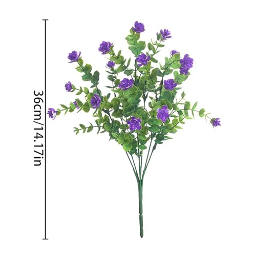 4 個人工植物フェイクプラスチック花ホーム農家結婚式屋外ガーデンポーチ装飾植物(White) [5]