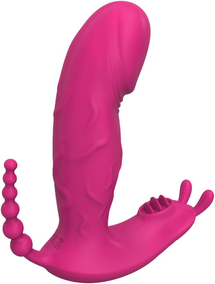 Female G-spot masturbator, an APP Rabbit Vibrator with 9 Vibration Tapping Modes, a Three in one Electric Wearable Sex Toy, Suitable for Women or Couples to use (ROSEO)