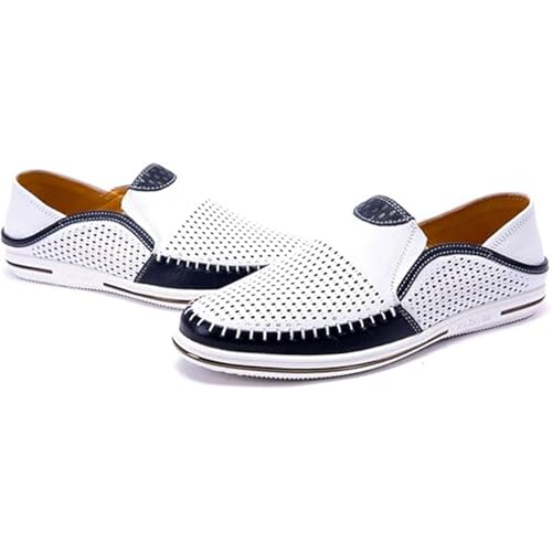 Men's Genuine Leather Loafers Slip-On Breathable Perforated Casual Summer Walking Driving Shoes2