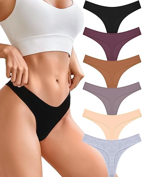 Florafit Women's Viscose Cotton Lycra G-Staring Thong Panties Combo Pack of 6 | Thong Panty for Women Sexy |T-Back Panty Set for Women-image-31