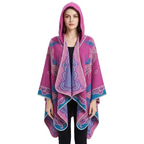Châle pour femme imprimé phénix vintage cape chic orange à fentes
