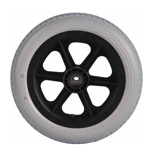 Accesorio Repuestos sillas de Ruedas, 12 Pulgadas Ruedas Delanteras Goma para incapacitados & Mayores, Poliuretano Antideslizante Infarctate Rueda Trasera Neumático Sólido para reemplazo (Gris, 1pcs)