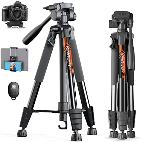 KINGJOY 75" Camera Tripod for Canon Nikon Cell Phone Tall Tripod with Wireless Remote Travel Bag Phone Tablet Holder Compatible with DSLR Cameras, Cell Phones, Projector, Binocular, Spotting Scopes
