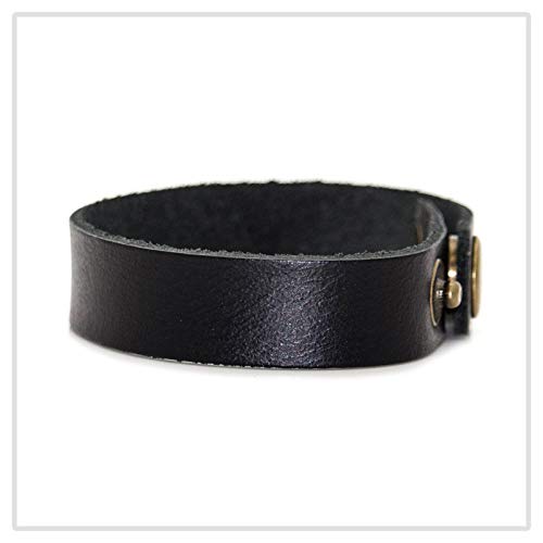Mgutillart Punk Vintage Alloy Buckle Wristband Leather Cuff Bracelet(Black) #TOP3