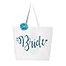 Classy Bride Glitter Tote Bride Bag - White and Aqua