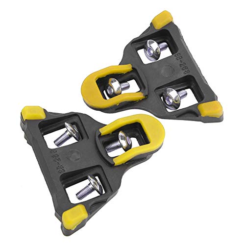 VGEBY1 1 Paar Bike Cleats, Shimano Cleats Selbstsichernde Fahrrad Pedal Cleats Radfahren Pedal Adapter mit Schrauben, Unterlegscheiben, Schraubenschl&uuml;ssel f&uuml;r Rennrad Mountainbike(Gelb)