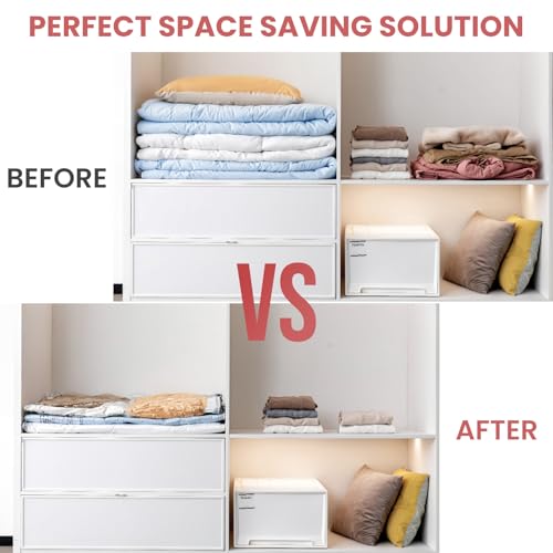 Image of TAILI Vacuum Storage Bags 4 Pack, XXL Jumbo Size 47x39 Inch, Cream | XXL Large Vacuum Seal Bags for Clothing, Huge Space for Bedding, Comforters, Pillows, Toy, Save More Closet Space