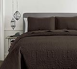 Chezmoi Collection Austin 3-Piece Oversized Bedspread Coverlet Set (King, Chocolate)