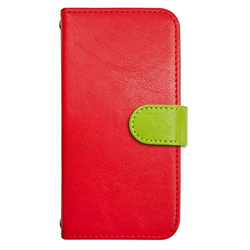 sslink iPhone17 Pro Max アイフォン17プロマックス 対応 ケース 手帳型 スマホケース 丸型 ラウンド(グリーン) ベルト きせかえ belty おしゃれ (カバー色レッド) ダイアリータイプ 横開き カード収納 フリップ カバー