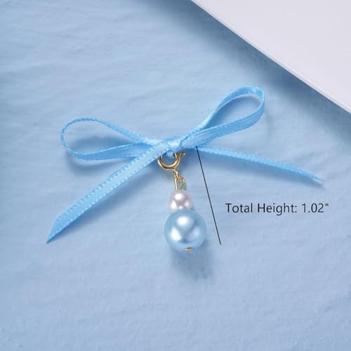 Image of MIXJOY Something Blue Gift for Bride, Wedding Day Bridal Blue Pearl Angel Wings Bouquet Garter Charm for Bride to Be