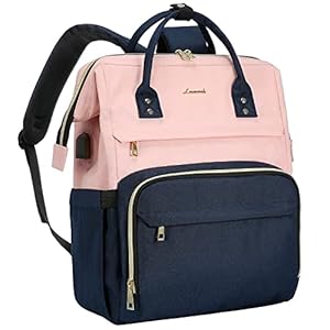LOVEVOOK Laptop Rucksack Damen Stylischer Schultasche Mit 15,6 Zoll Laptopfach, Rucksacktasche Groß Für Universität Reisen Arbeit Business, Rosa Marineblau