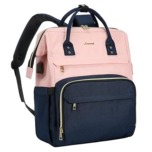LOVEVOOK Mochila Portatil Mujer 15.6 Pulgadas, Mochila Mujer Impermeable Antirrobo con Puerto USB para Universidad Escolares Viaje Trabajo Negocios Profesora, Rosa Azul Oscuro