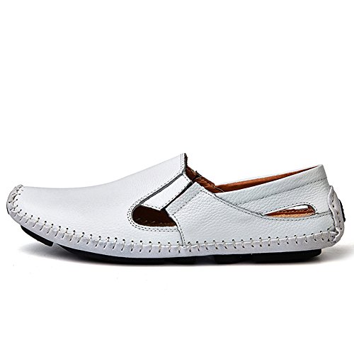 Image of Men's Driving Shoes Leather Slipper Casual Slip on Loafers | Top Grain Leather Upper, Moccasin Toe, Slip-on, Traction Rubber Outsole, Mens Dress Shoes, Mens Casual Loafers