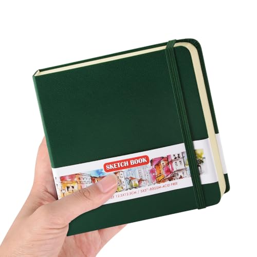 Image of 5x5 Pocket Sketch Book,80gsm Hardcover Art Sketchbook for Drawing Journal