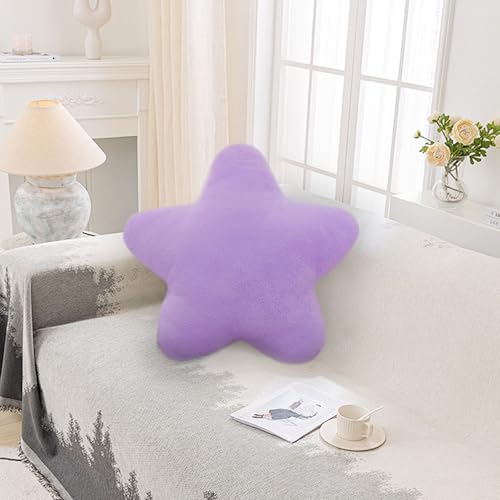 bechoanigel Cojín Infantil de Peluche, Diseño de Estrella, Estético, 30 x 30 cm, Cojín para Sofá, Decorativo para Niñas y Niños, Dormitorio, Coche, Salón, Sofá, Cama, Regalo (Violeta Claro)