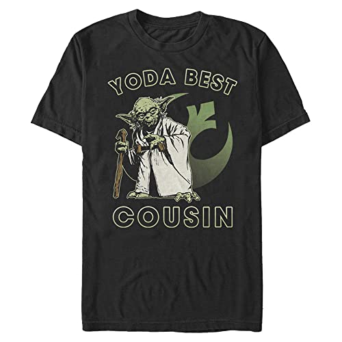 Star Wars Big & Tall Yoda Best Cousin Men's Tops Short Sleeve Tee Shirt, Black, XX-Large