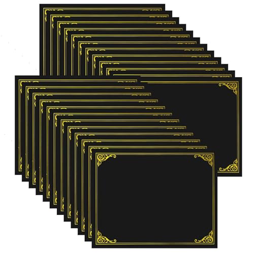 Certificate Holders, 24 Pack Black Diploma Holders with Gold Foil Border, Certificate Covers for 8.5 x 11 Inch Certificate Paper Graduation Award Documents