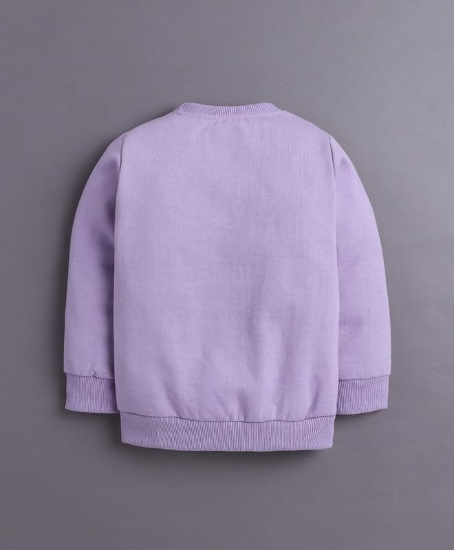 BUMZEE Girls Lavender & White Spun Fleece Full Sleeves Animal Print Regular Fit Sweatshirt & Jogger Set - 3-4 Years (Peb11096G-lvd) 1