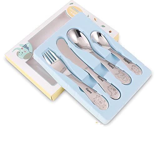 OXYEFEI Cubiertos Personalizados con Nombre - Regalos de Cumpleaños para Niños