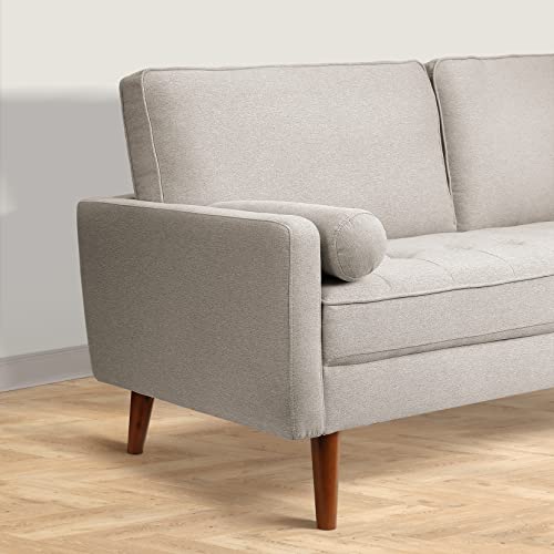 Koorlian Beige Small Couches, 68 Inch Fabric Loveseat Sofa, 2 Seater Couch For Small Space, Button Tufted Seat Cushion, Square Armrest, 2 Throw Pillows, Modern Sofa For Bedroon, Living Room, Apartment #TOP4