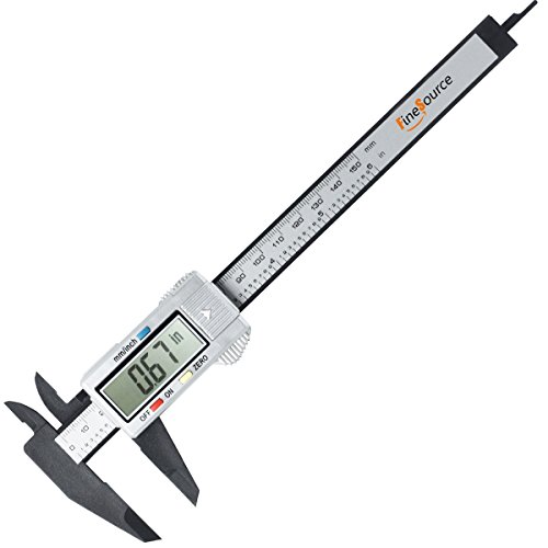 FineSource Electronic Digital Caliper Inch/Metric Conversion 0-6 Inch/150 mm Carbon Fiber Gauge Micrometer Extra Large LCD Screen Auto Off Featured Measuring Tool - Silver