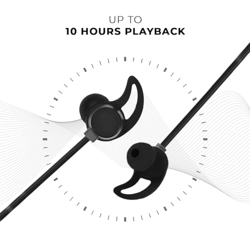 Image of Adcom Sync Wireless Bluetooth Neckband Headset with Up to 10 Hours Playback, Fast Charge, Low Latency, Magnetic Earbuds, Bluetooth Neckband, Bass Drivers, Wireless with Mic Earphones (Black)