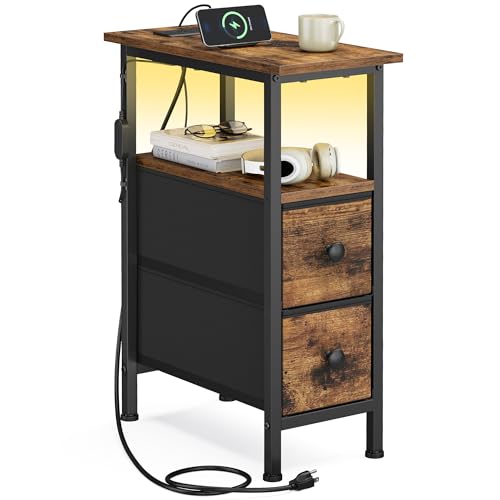 SONGMICS LED Light Nightstand