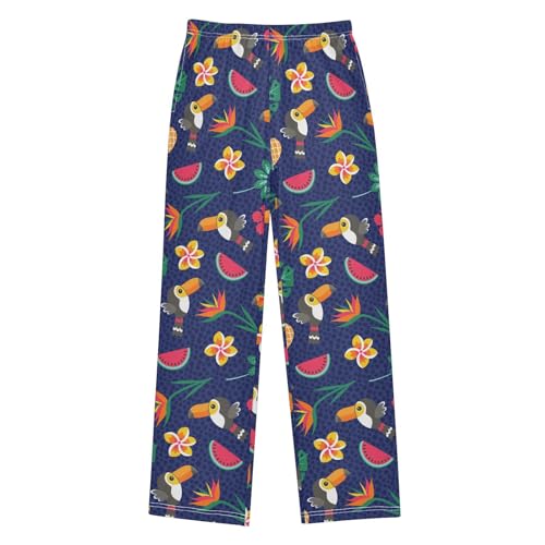 ZZKKO Tropical Toucan Pineapple Flower Boys Pants for Kids Jogger Pants with Pockets S-XL