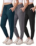 Real Essentials 3 Pack: Women's Lounge Joggers Sweatpants with Pockets Yoga Running Athletic Workout (Available in Plus Size), Set 9, 3X, Pack of 3
