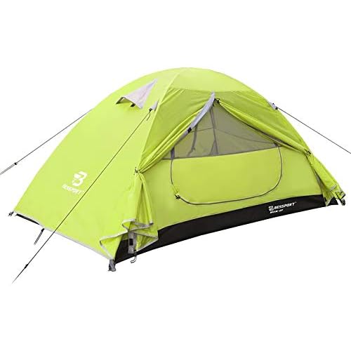 Bessport Camping Tente 2 Personnes Ultra Légère Facile à Installer Tentes Dôme Double Couche Tente 4 Saison Imperméable, Ventilée pour Pique-Nique, Randonnée, Camping (Green)