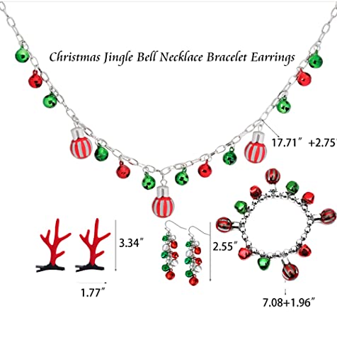 4Pcs Christmas Necklace Earrings Bracelet Set For Women Holiday Dangle Earrings Christmas Choker Necklace Festival Jewelry Set For Girls (A:christmas Necklace Earrings Bracelet 4 Set) #TOP4