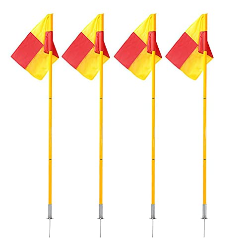 Scooer - Banderas de fútbol para esquina, banderas de fútbol portátiles, equipo de fútbol para entrenamiento – Juego de 4 para césped
