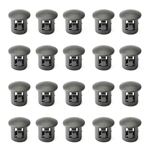 Image of Heyiarbeit 50pcs Hole Plugs 6mm /0.24 inch Nylon Plastic Round Snap in Type Locking Hole Tube Furniture Fencing Post Pipe Insert End Caps Black Tone