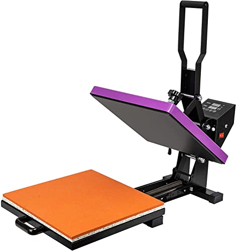 Heat Press Machine with Slide Out Tray 12x15 Inch for T-Shirt with Digital Controller, Heat Transfer Machine with Composite Mat Power Press for T-Shirt/Mouse Pad/Pillow/Hand Bags, Purple