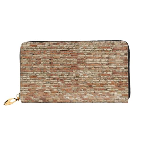 Portefeuille cuir brique femme long fermeture éclair tout-en-un cartes