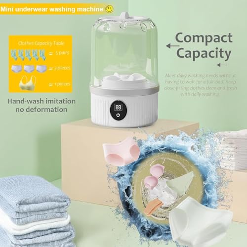 Image of Underwear Washing Machine, Upgrade Mini Portable Washing Machine Rechargeable Underwear Washer Deep Cleans Small Clothes for Apartment, Dorm, RV, Travel & Hotel Use (H3)