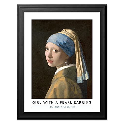 Wee Blue Coo Johannes Vermeer Girl with A Pearl Earring Painting Art Print Premium Framed Poster Wall Decor 12X16 inch Spoon Moulding Cover
